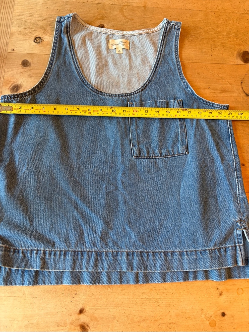 Denim Tank Top with Chest Pocket - Blue - Picture 3 of 4